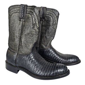 Sedona West Exotic Black Lizard Boots‎ Leather Cowboy Boots Men's 6.5D Womens 8